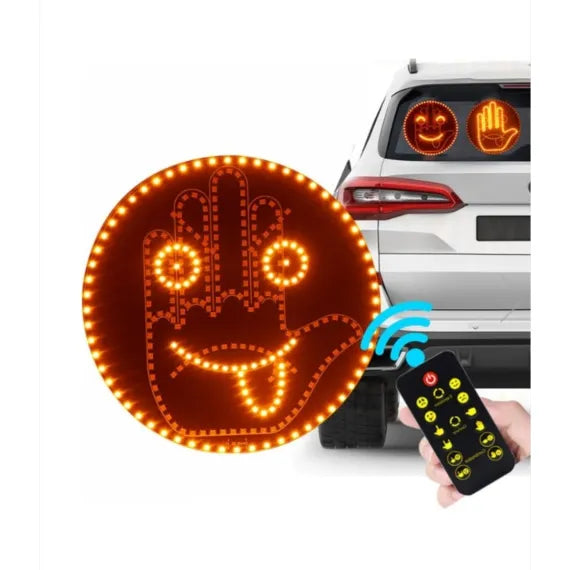Mână Luminoasă LED pentru Lunetă Auto cu Telecomandă Wireless, Dispozitiv Interactiv cu 12 Funcții Animate, Gesturi și Emoji, Montare Rapidă cu Benzi Adezive