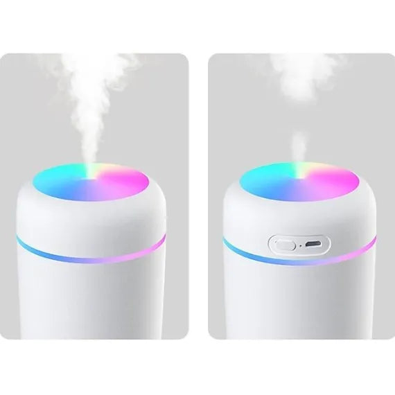 Mini Umidificator de Aer Ultrasonic DQ107, 300ml, Difuzor Aromaterapie, Lampă Nocturnă LED Multicolor RGB, Alimentare USB, pentru Casă, Birou sau Mașină