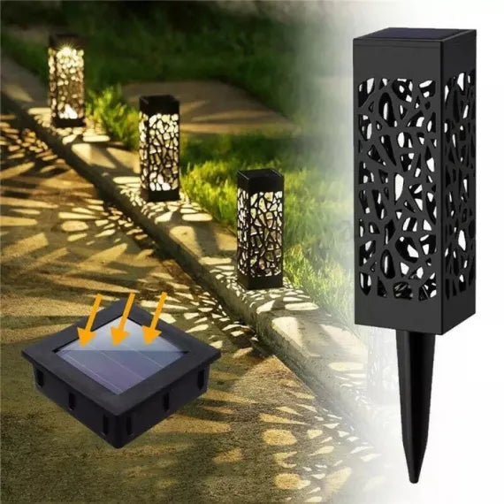 Set 8 Lămpi Solare Grădină LED Lumină Caldă, Model Perforat cu Țăruș, Rezistente la Apă pentru Exterior