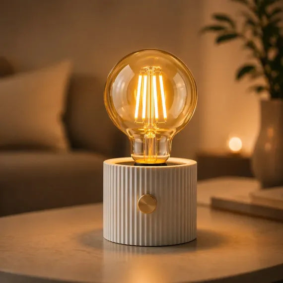 Lampă LED Decorativă Premium cu Bec Filament Retro, Intensitate Reglabilă (Dimmer), Încărcare USB, Lumină Caldă Ambientală, Înălțime 15.5cm