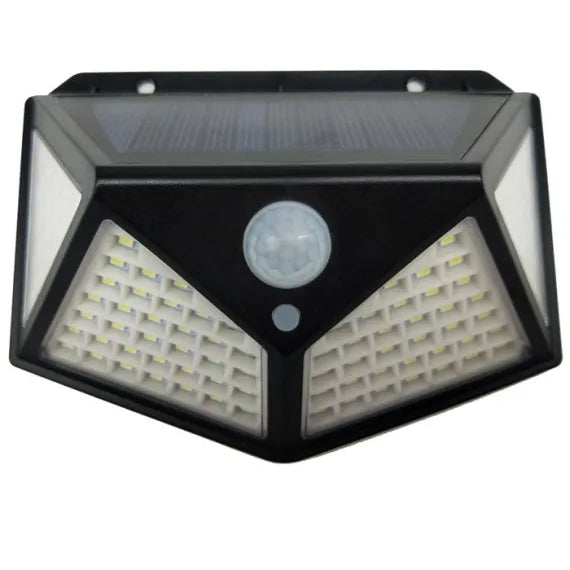 Lampă Solară de Perete cu 100 LED-uri și Senzor de Mișcare, Unghi Extins de Iluminare, Rezistentă la Apă IP65, pentru Curte, Grădină sau Garaj
