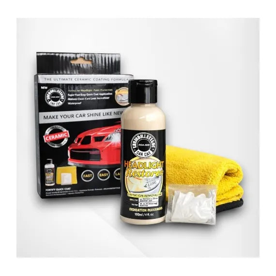Fluid Profesional pentru Reparare și Recondiționare Faruri Auto, Kit 166ml cu Lavetă Microfibră Inclusă, Îndepărtează Mătuirea, Îngălbenirea și Zgârieturile, Protecție UV de Durată