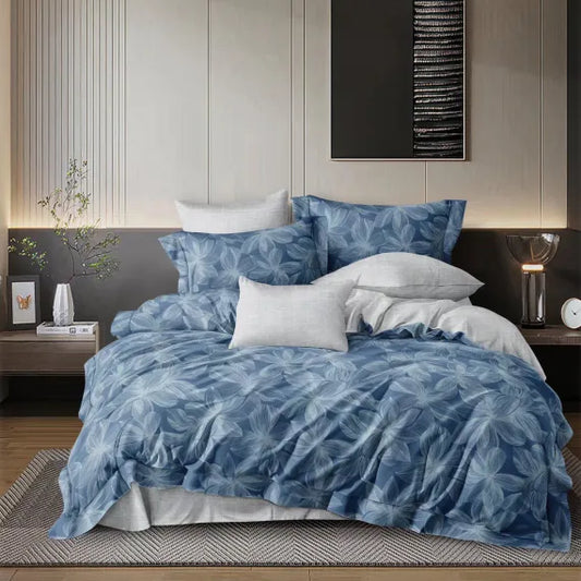 Lenjerie de Pat Dublu din Bumbac Satinat, 4 Piese, Finisaj Premium, Cearceaf 200×230 cm și 2 Fete de Parnă, Modele Elegante Diverse