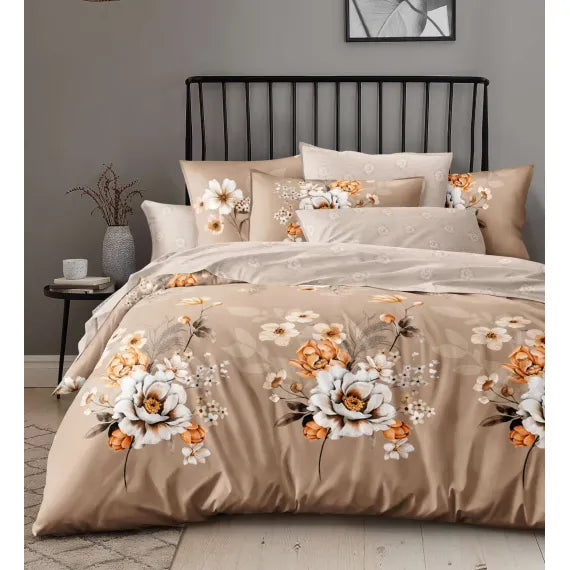 Lenjerie de Pat Dublu din Bumbac Satinat, 4 Piese, Finisaj Premium, Cearceaf 200×230 cm și 2 Fete de Parnă