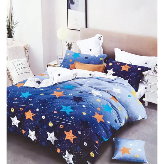 Lenjerie de Pat Dublu din Bumbac Satinat, 4 Piese, Finisaj Premium, Cearceaf 200×230 cm și 2 Fete de Parnă, Modele Elegante Diverse