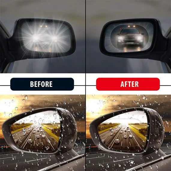 Folie de Protecție Hidrofobă pentru Oglinzi Auto, Anti-Ceață, Anti-Aburire și Anti-Stropi, Dimensiuni Mari 150x100 mm, Set 2 Bucăți, Tehnologie Nano-Membrană