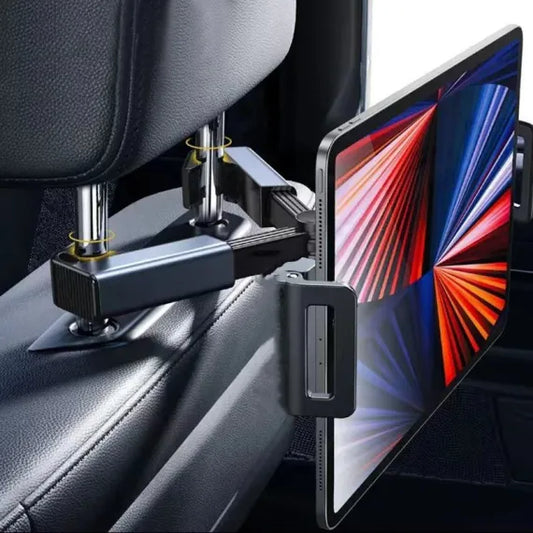 Suport Auto Universal Telescopic pentru Tetieră, Compatibil Tabletă și Telefon (4.7-12.9 Inch), Rotație 360 Grade, Fixare Sigură pentru Scaunul din Spate