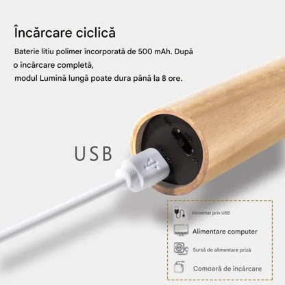 Lampă LED Magnetică de Perete, 18cm, Reîncărcabilă prin USB, cu Senzor de Mișcare și Lumină pentru Interior, Portabilă, Corp Subțire și Elegant pentru Dressing, Hol, Bucătărie