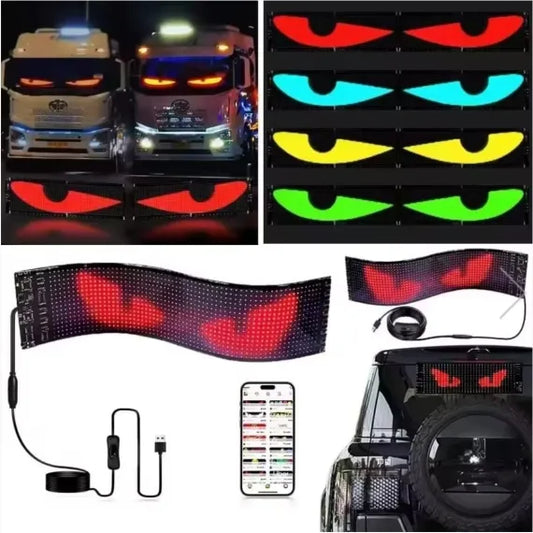Display LED Animat pentru Auto cu Aplicație Mobilă, Panou Matriceal Flexibil, Control prin Aplicația LOY SPACE, Personalizare Texte, Imagini și Desene pentru Geam / Lunetă