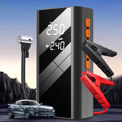 Starter Auto 4 în 1 cu Compresor de Aer Digital, Power Bank 8000mAh, Lanterna LED, 1200A, 150 PSI, Robot Pornire Baterie 12V, Clești Inteligenți Inclusi