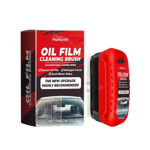 Dispozitiv cu Perie și Soluție Curățare Film de Ulei pentru Parbriz Auto, Homonth, Elimină Grăsimea și Petele de Apă, Capacitate 120ml, Dimensiuni 7.5x5x10.5cm