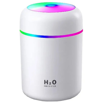 Mini Umidificator de Aer Ultrasonic DQ107, 300ml, Difuzor Aromaterapie, Lampă Nocturnă LED Multicolor RGB, Alimentare USB, pentru Casă, Birou sau Mașină
