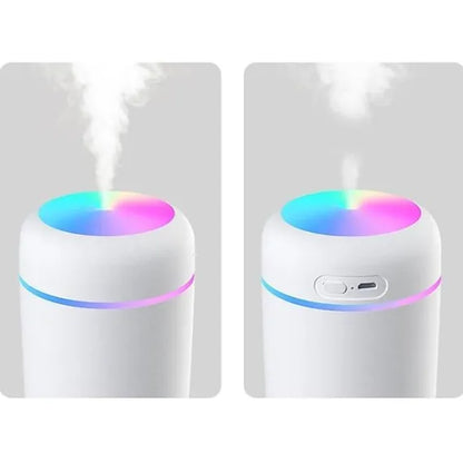 Mini Umidificator de Aer Ultrasonic DQ107, 300ml, Difuzor Aromaterapie, Lampă Nocturnă LED Multicolor RGB, Alimentare USB, pentru Casă, Birou sau Mașină