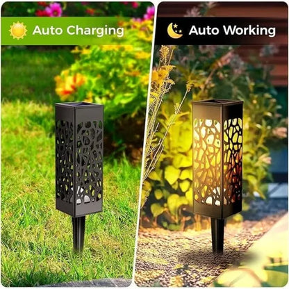 Set 8 Lămpi Solare Grădină LED Lumină Caldă, Model Perforat cu Țăruș, Rezistente la Apă pentru Exterior