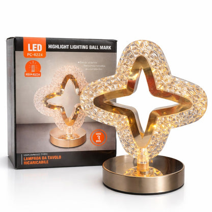 Lampă LED Decorativă Cristal, Reîncărcabilă USB, Control Touch cu 3 Moduri de Lumină, Înălțime 20cm