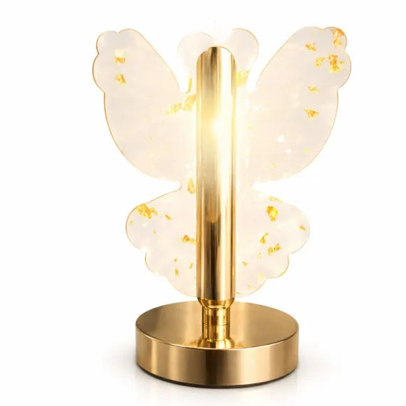 Lampă LED Decorativă Premium Model Fluture cu Inserții Aurii, Control Touch, 3 Moduri de Lumină, Reîncărcabilă USB, Înălțime 20.5cm