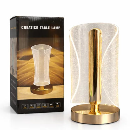 Lampă LED Decorativă Premium Model Cristal cu Panou Efec Sclipitor, Control Touch, 3 Moduri de Lumină, Reîncărcabilă USB, Înălțime 20.5cm