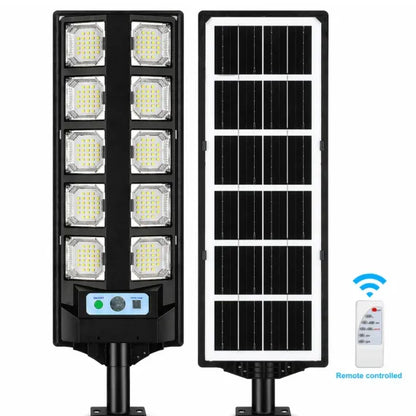 Lampă Solară Stradală Premium BK260-10, Lungime 60cm, Panou Solar Integrat, 10 Module LED Puternice, Telecomandă, Senzor Automare Zi/Noapte, Rezistentă la Apă IP65